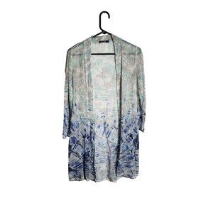 Nic + Zoe Linen Blend Knit Cardigan Blue X-Small